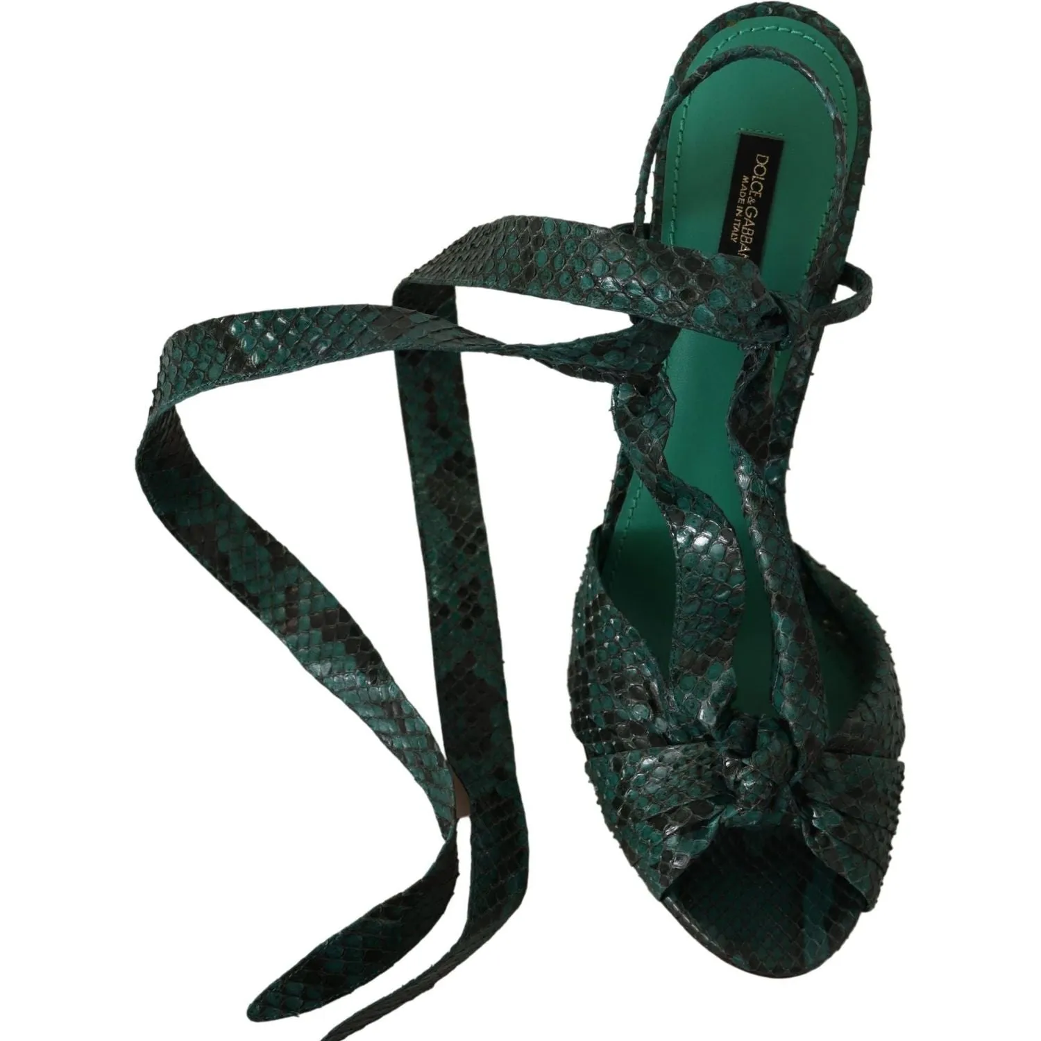 Dolce & Gabbana Green Python Strap Sandals Heels Shoes Sandals Best Arch Support