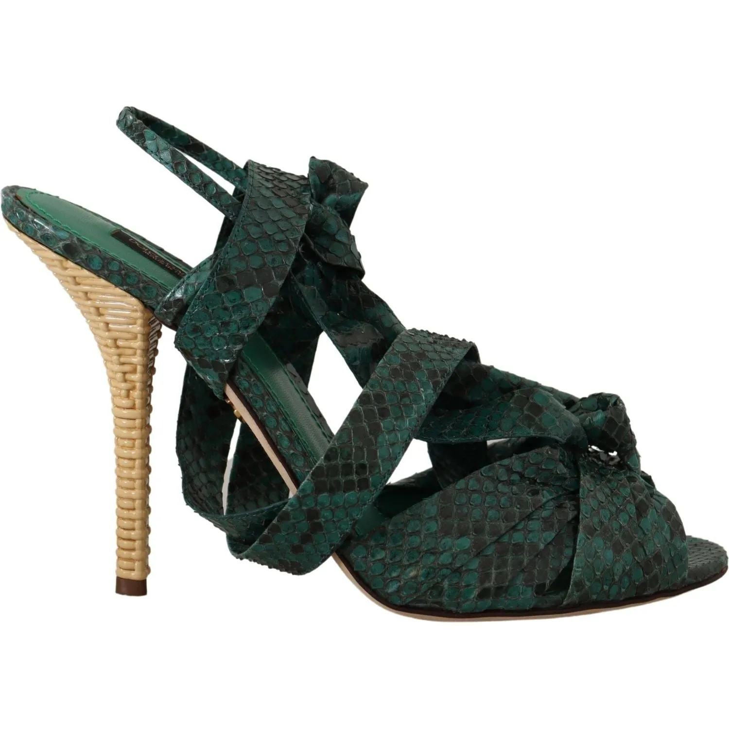 Scott Sandals Dolce & Gabbana Green Python Strap Sandals Heels Shoes