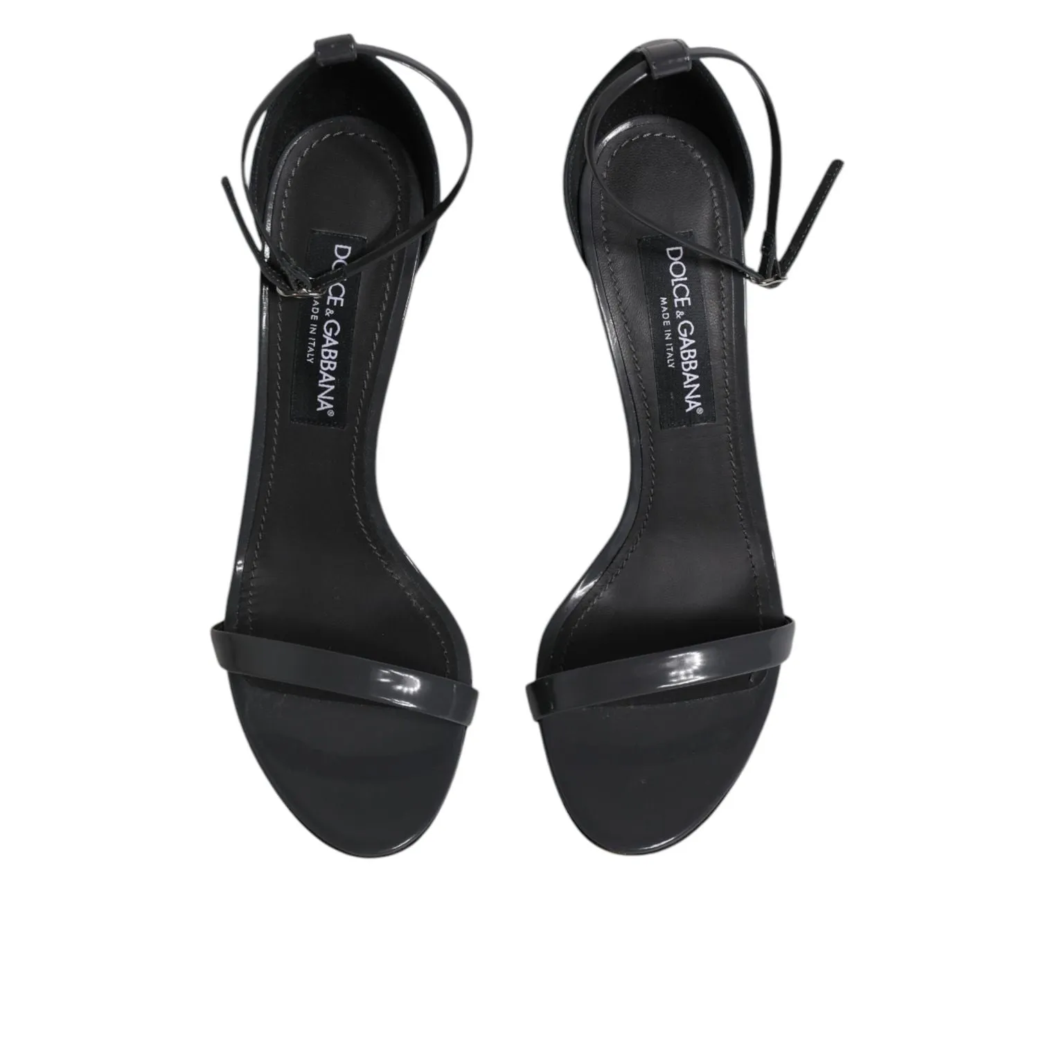 Dolce & Gabbana Grey Leather Ankle Strap Heel Sandals Shoes Paloma Barcelo Sandals