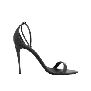 Sandals Elopement Dolce & Gabbana Grey Leather Ankle Strap Heel Sandals Shoes