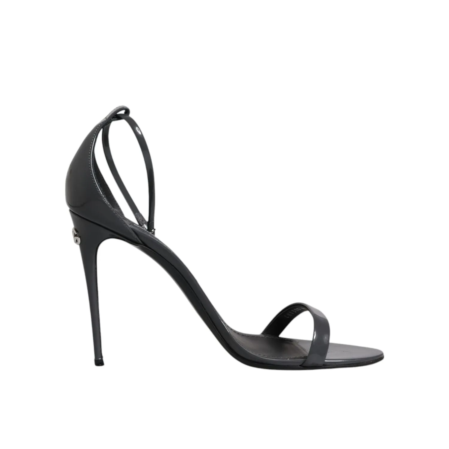 Flat Dress Sandals Dolce & Gabbana Grey Leather Ankle Strap Heel Sandals Shoes