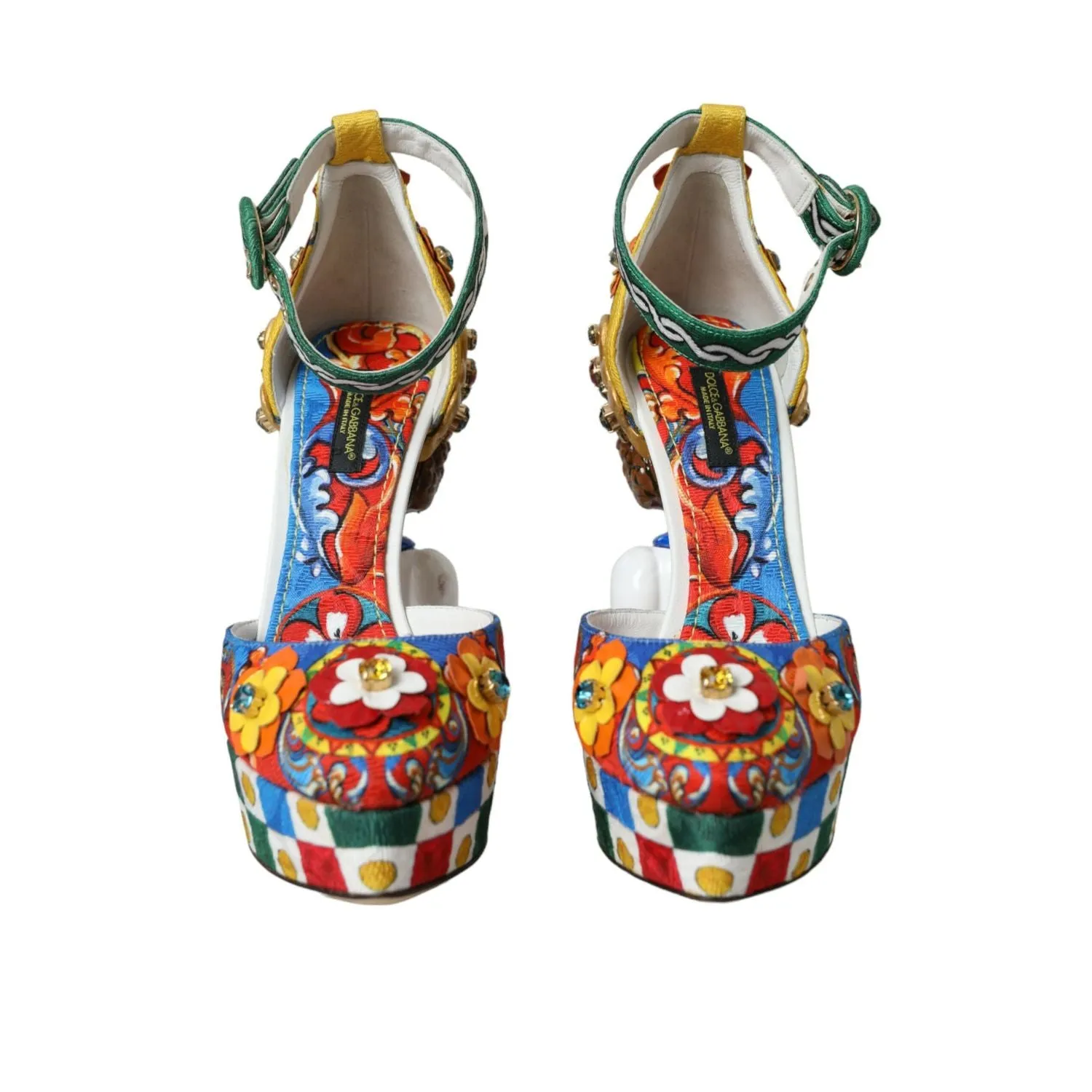 Dolce & Gabbana Multicolor Carretto Embellished Sandals Shoes Trekking Sandals