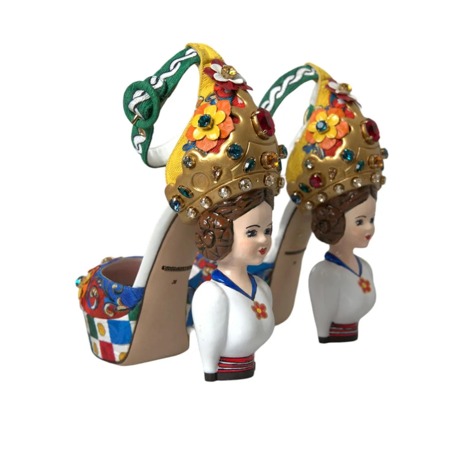 Slide Sandals Dolce & Gabbana Multicolor Carretto Embellished Sandals Shoes