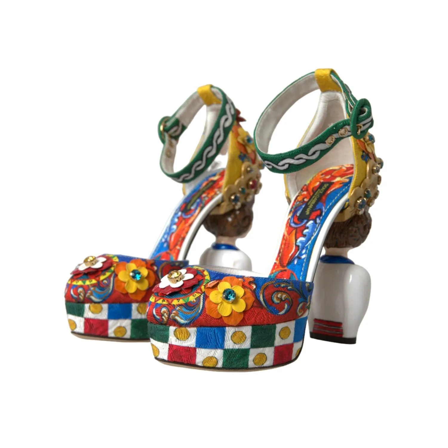 Sandals Comfortable For Walking Dolce & Gabbana Multicolor Carretto Embellished Sandals Shoes