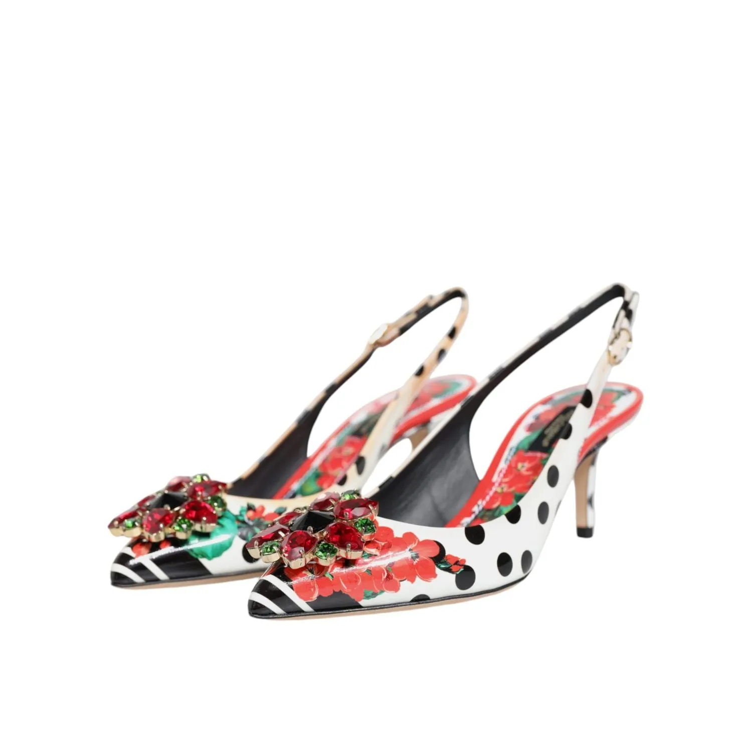 Dolce & Gabbana Multicolor Crystal Heels Slingback Shoes Sandals In Jamaica