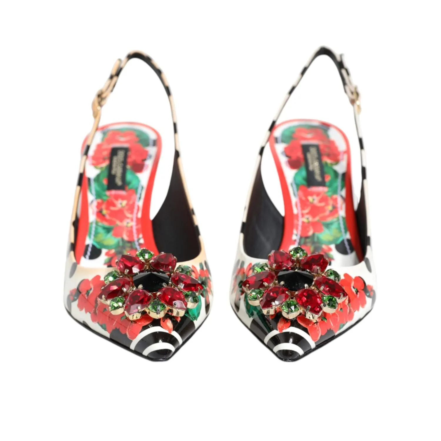 Dolce & Gabbana Multicolor Crystal Heels Slingback Shoes Sandals Church Riverside Ca