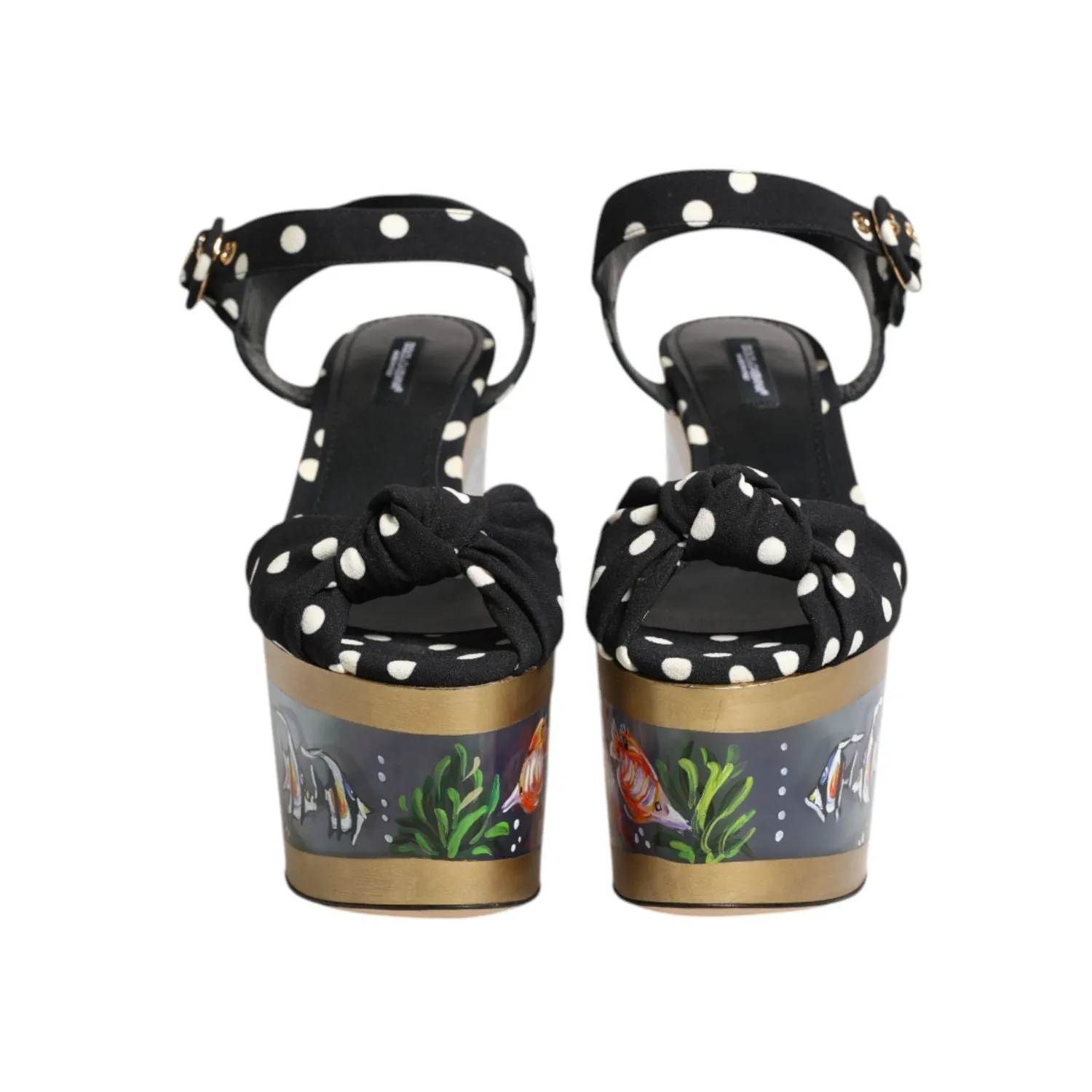 Dolce & Gabbana Multicolor Fish Polka Dot Wedge Sandals Shoes Fashionable Comfortable Sandals