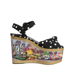 Sole Sandals Dolce & Gabbana Multicolor Fish Polka Dot Wedge Sandals Shoes