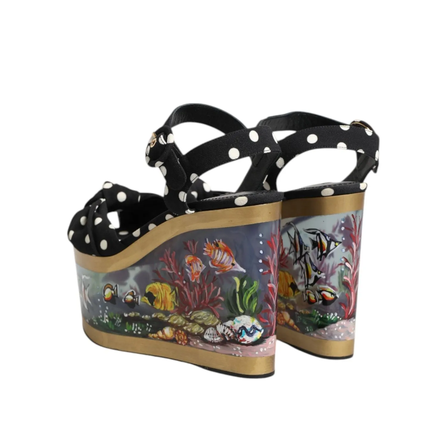Dolce & Gabbana Multicolor Fish Polka Dot Wedge Sandals Shoes Sandals Barbados Royal