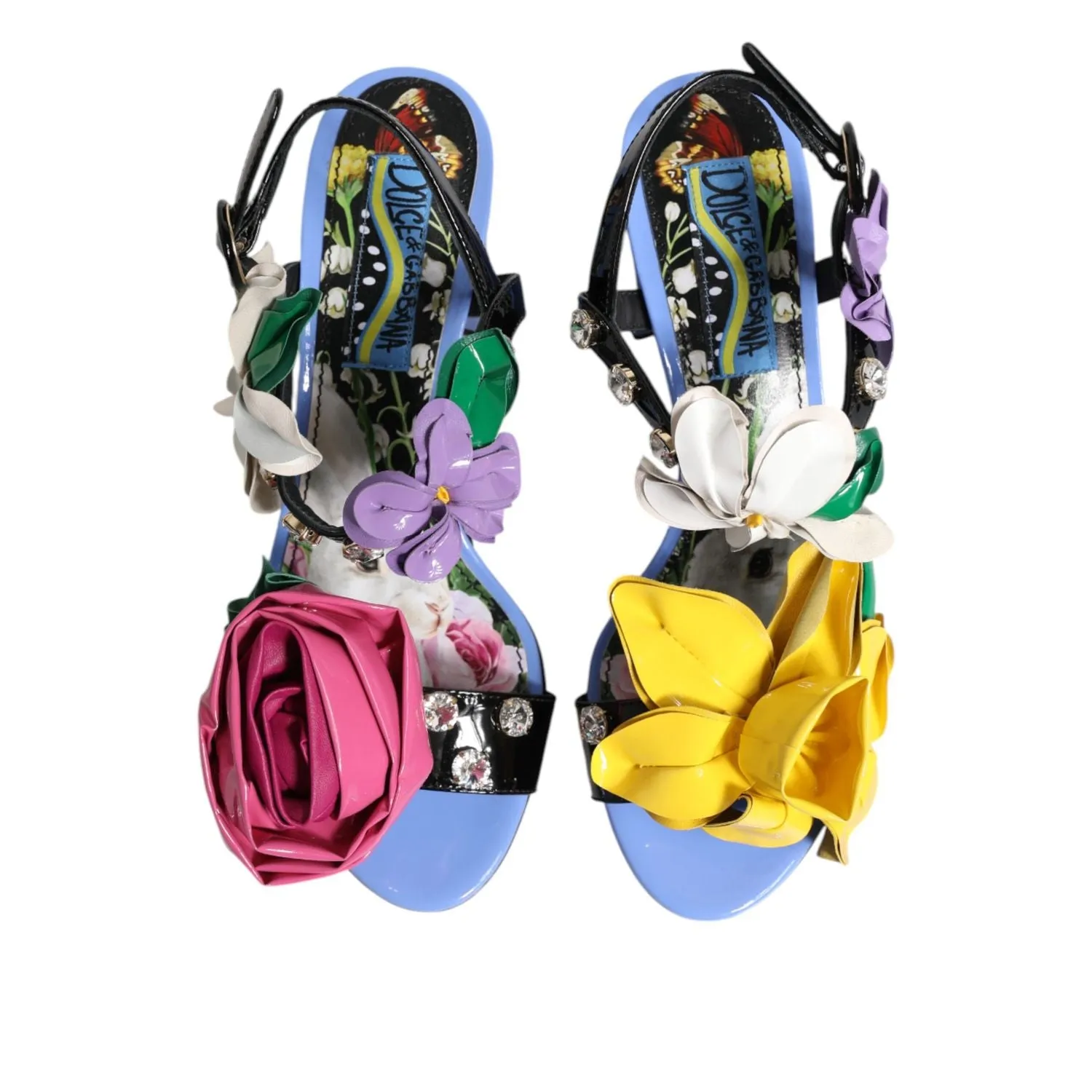 Dolce & Gabbana Multicolor Floral Crystal KEIRA Sandals Shoes Cliffs Sandals