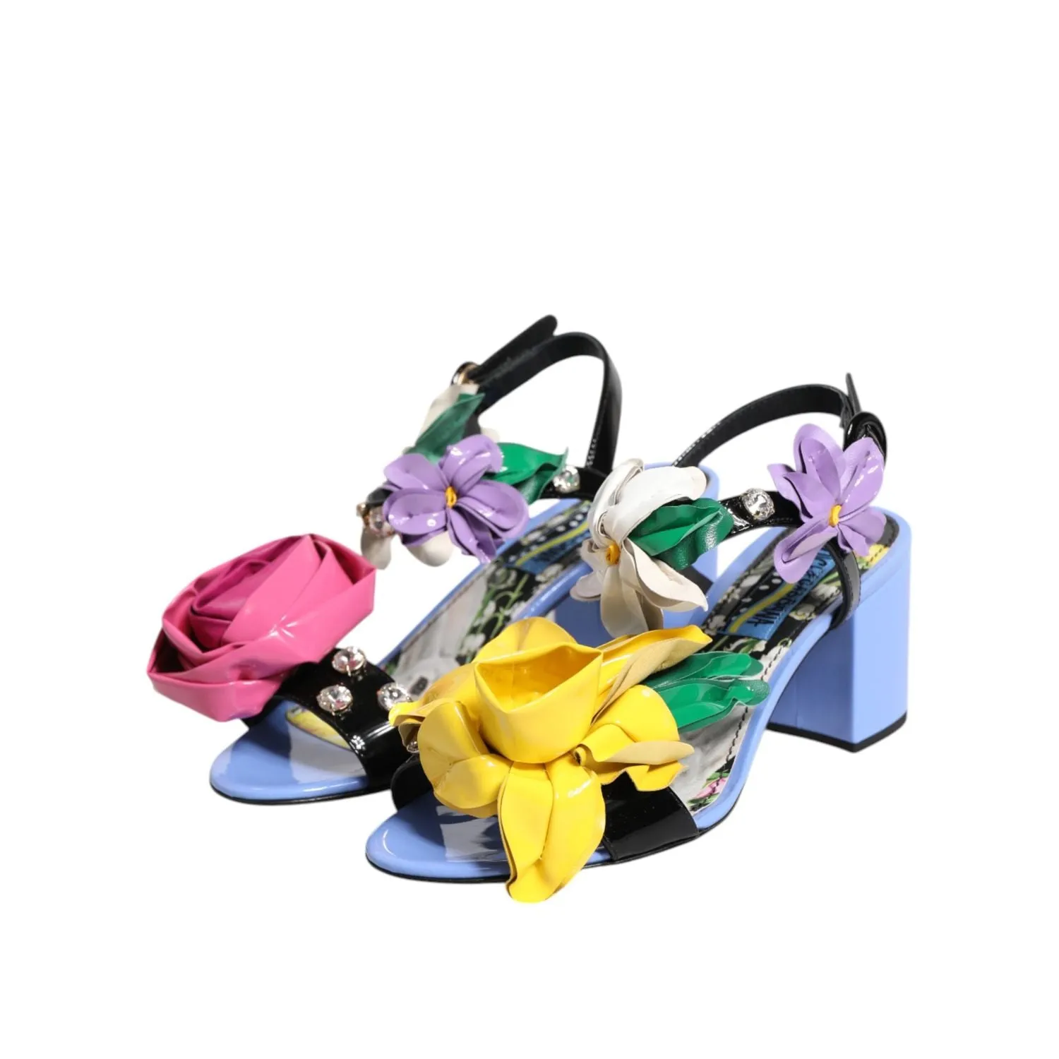 Sandals For Running Dolce & Gabbana Multicolor Floral Crystal KEIRA Sandals Shoes