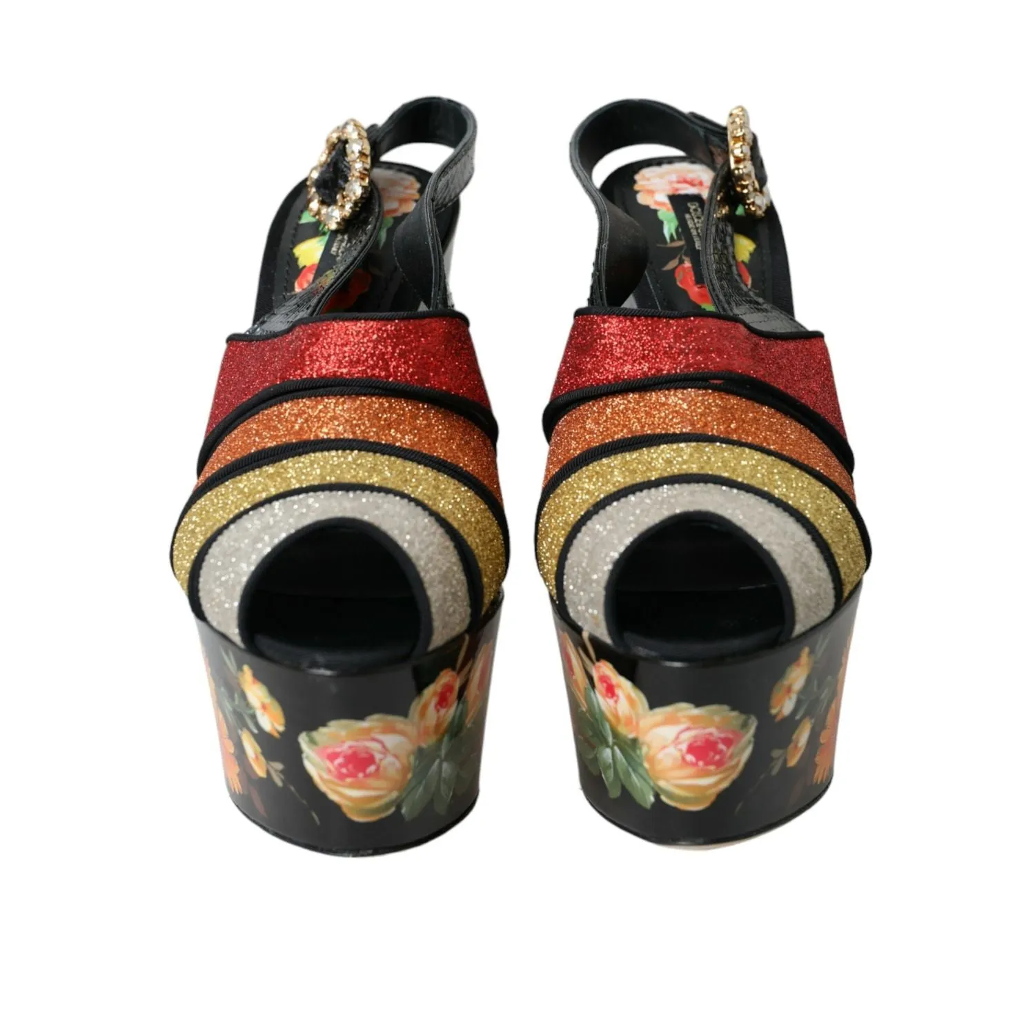 Dolce & Gabbana Multicolor Floral Crystal Platform Sandals Shoes Sandals Travel Advisor Portal