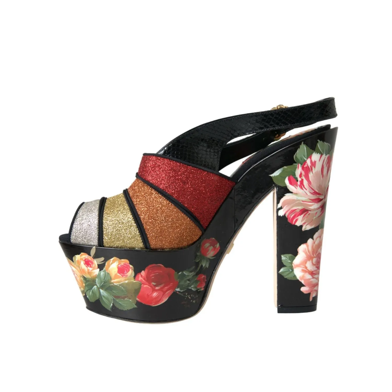 Finn Sandals Dolce & Gabbana Multicolor Floral Crystal Platform Sandals Shoes