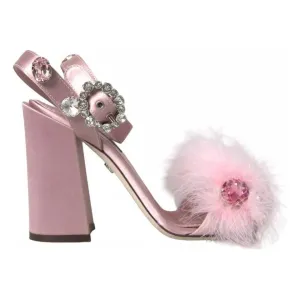 Sandals Bungalows Dolce & Gabbana Pink Turkey Feather Crystal Sandals Shoes