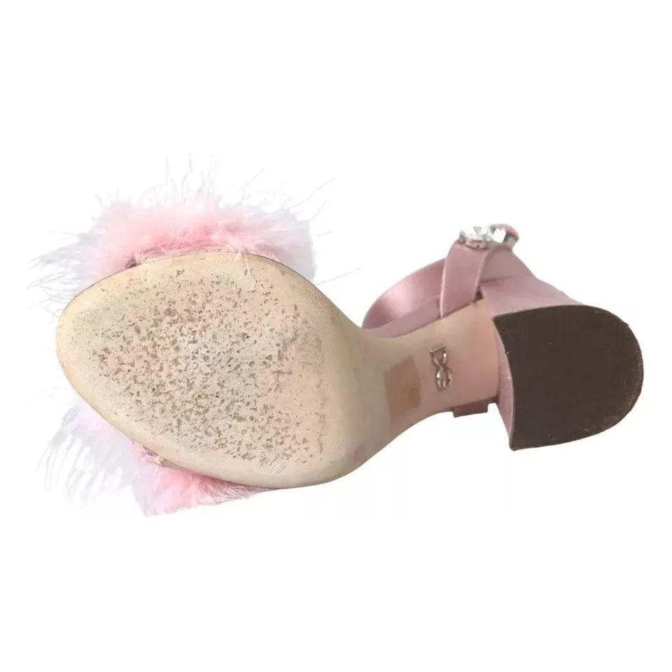 Best Walking Sandals Dolce & Gabbana Pink Turkey Feather Crystal Sandals Shoes