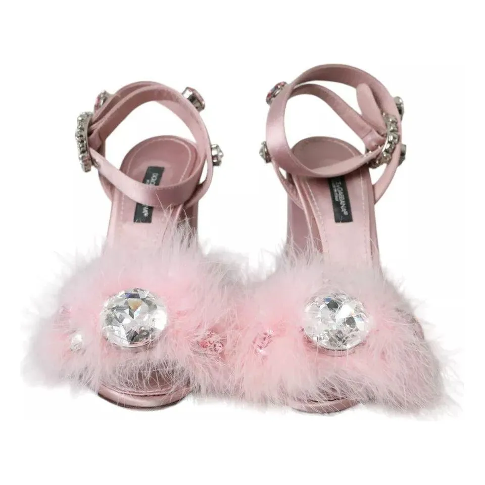 Dolce & Gabbana Pink Turkey Feather Crystal Sandals Shoes Sandals Halcyon Beach All Inclusive