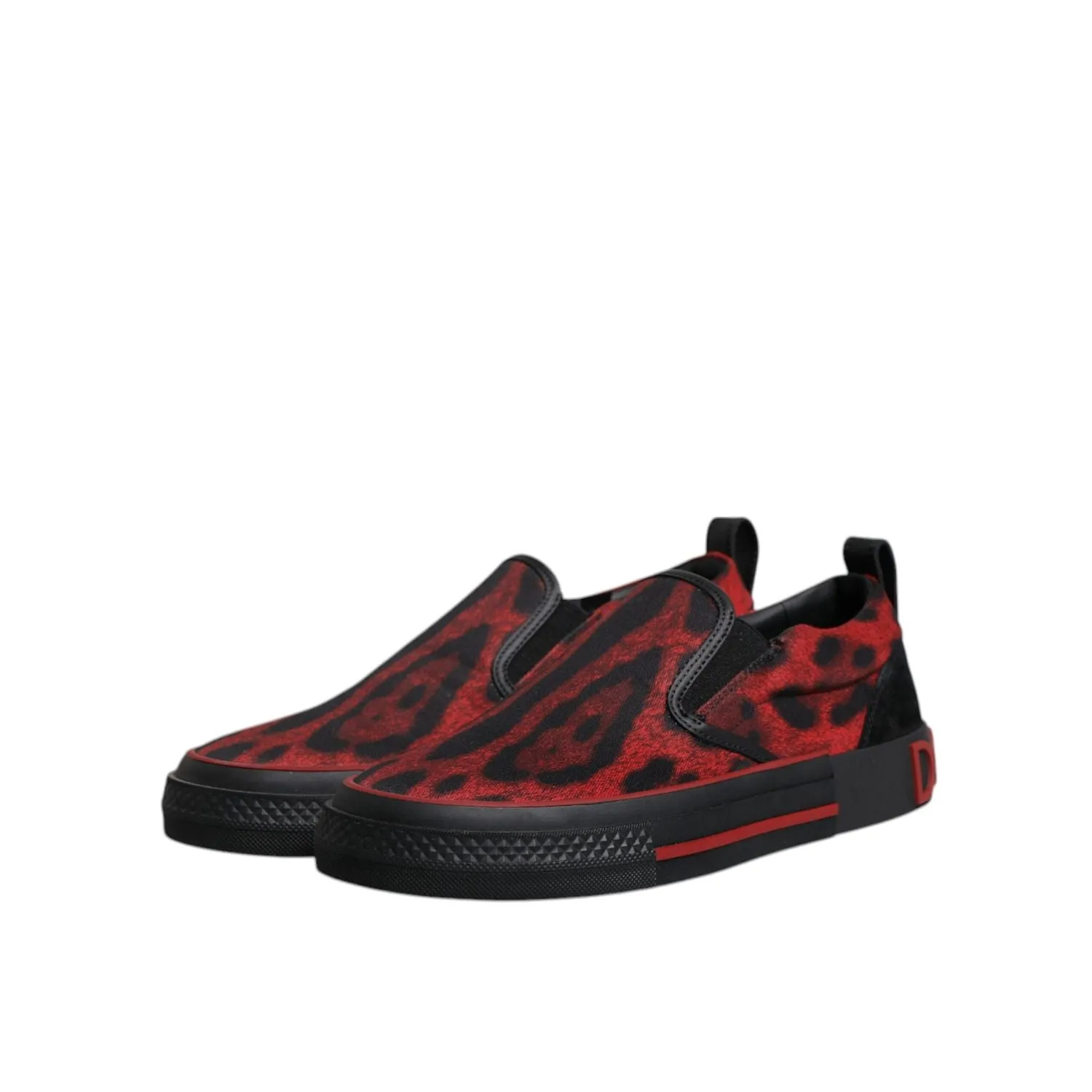 Dolce & Gabbana Red Black Leopard Cotton Men Low Top Sneakers Shoes Dress Socks For Loafers