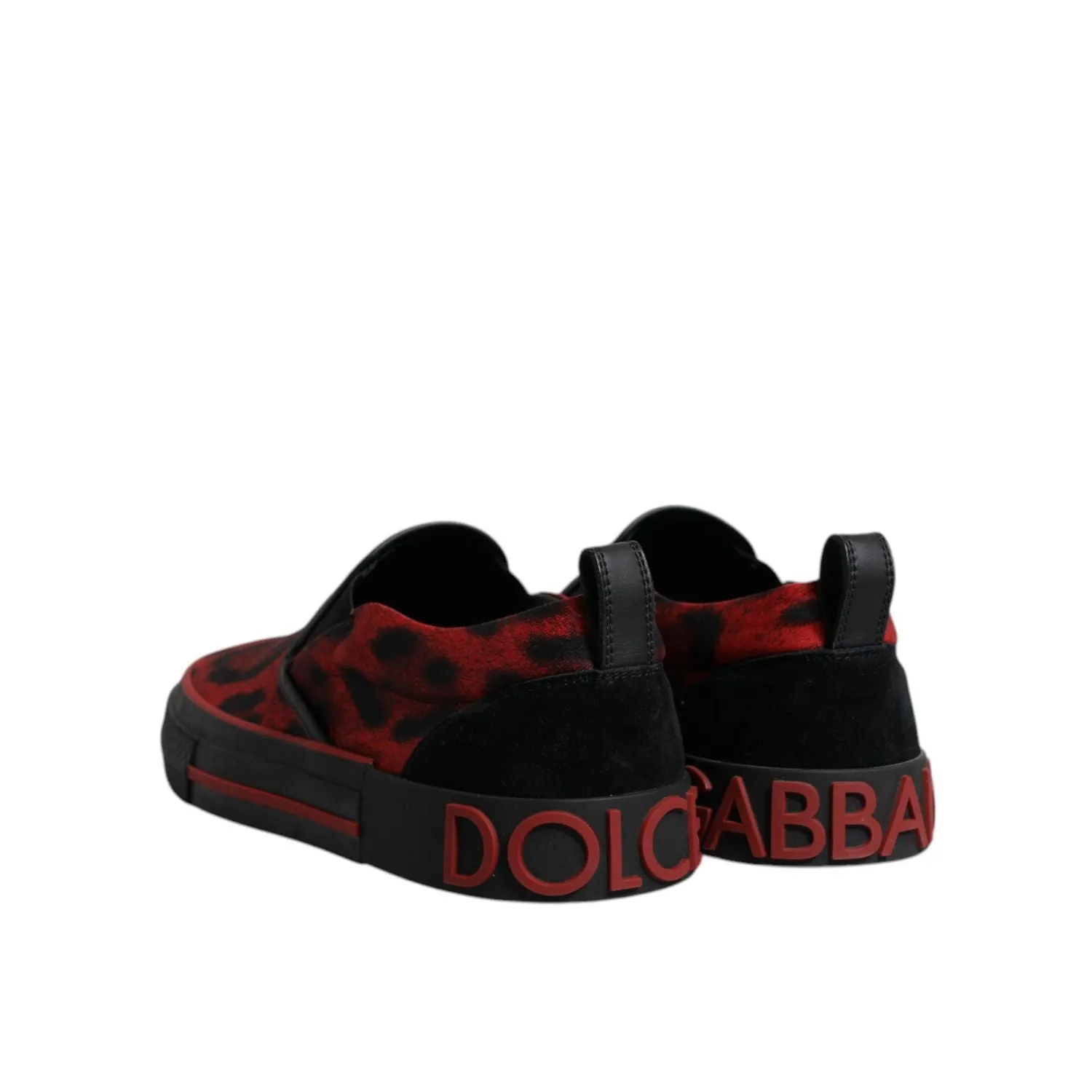 Johnston Murphy Loafers Dolce & Gabbana Red Black Leopard Cotton Men Low Top Sneakers Shoes