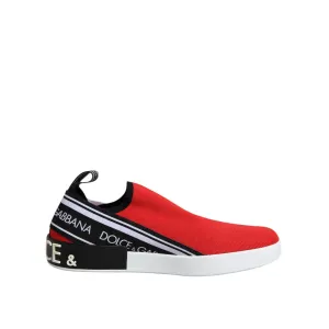 Simple Casual Shoes Dolce & Gabbana Red Logo Low Top Slip On Men Sneakers Shoes