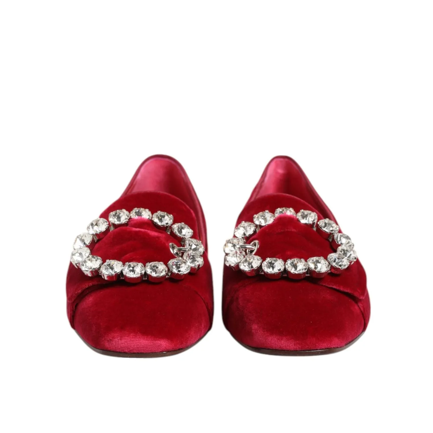 Our Legacy Loafers Dolce & Gabbana Red Velvet Crystal Buckle Loafers Flats Shoes