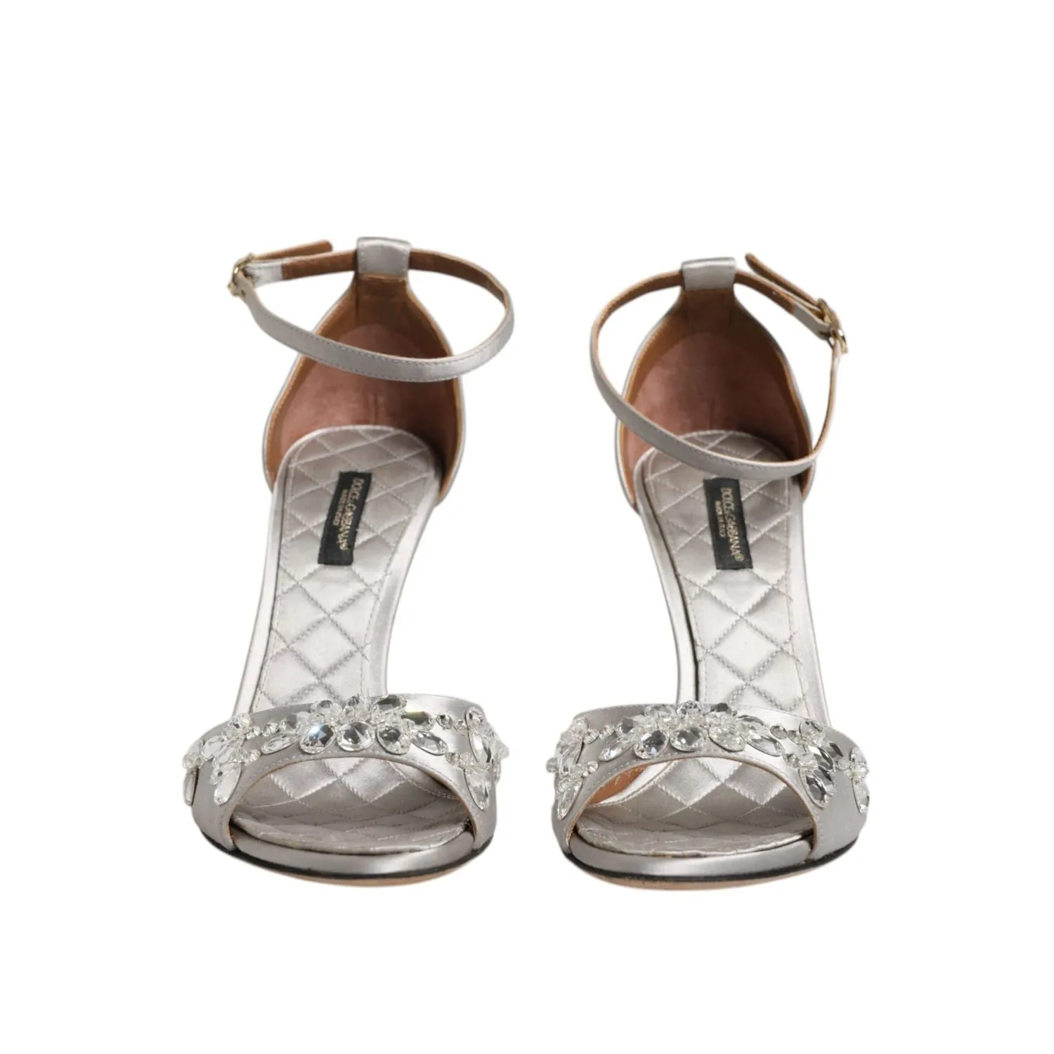 Dolce & Gabbana Silver Ankle Strap Crystal Sandals Shoes Kolhapuri Sandals