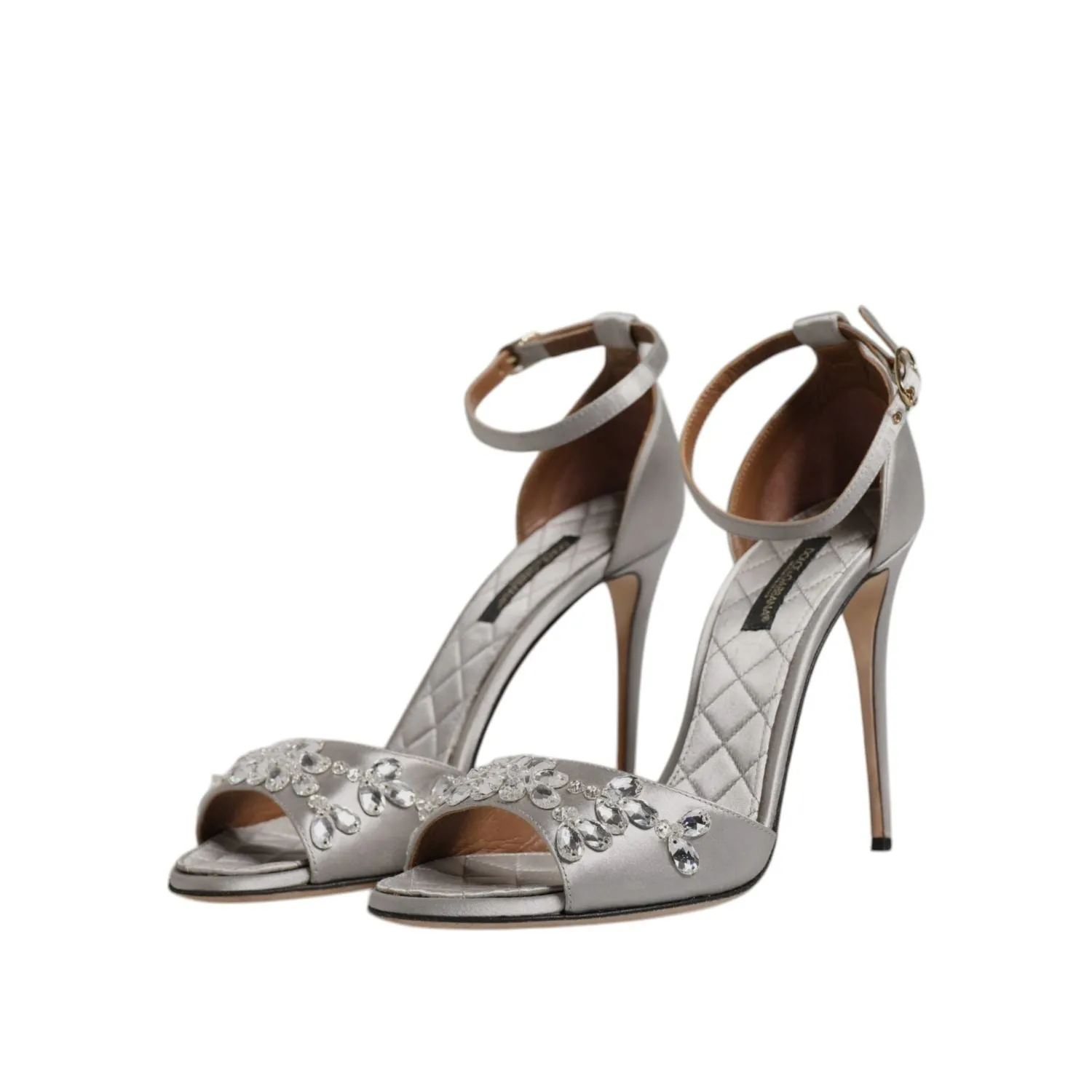 Dolce & Gabbana Silver Ankle Strap Crystal Sandals Shoes Sandals Jobs