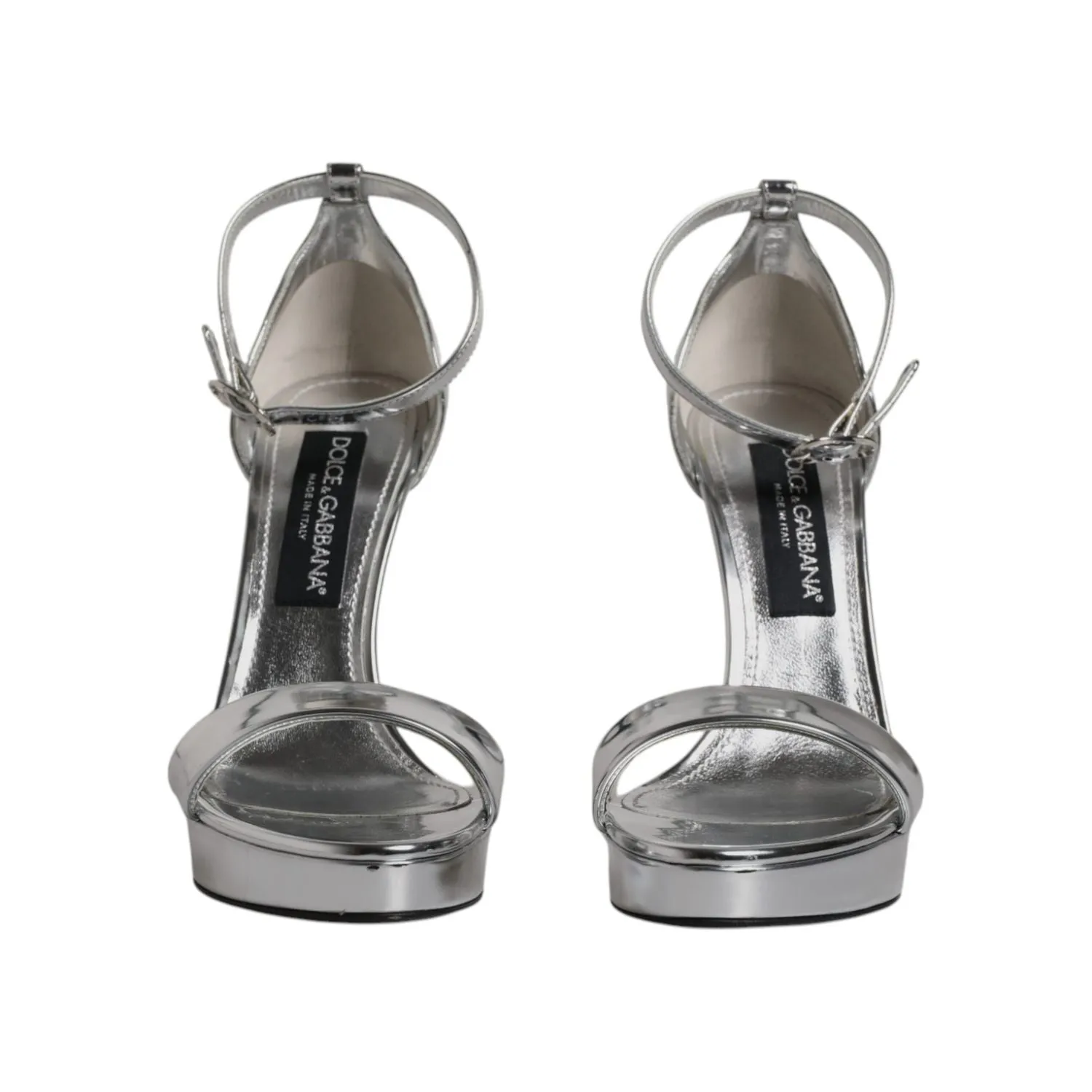 Cloth Sandals Dolce & Gabbana Silver KEIRA Heels Ankle Strap Sandals Shoes