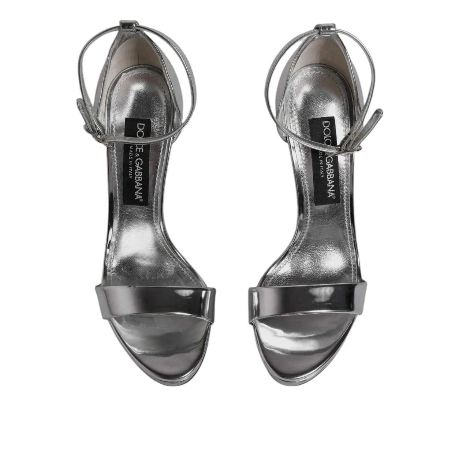 Adilette Sandals Dolce & Gabbana Silver KEIRA Heels Ankle Strap Sandals Shoes