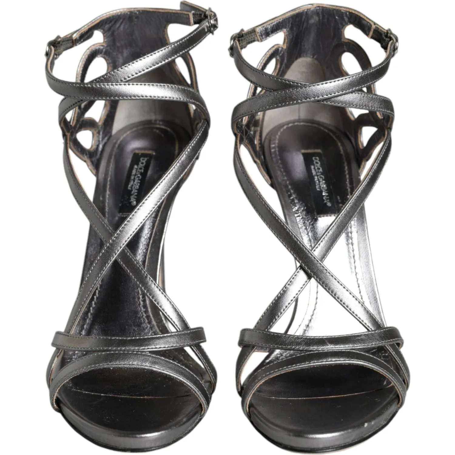 Sandals South Coast Sandals Resort Dolce & Gabbana Silver Keira Leather Heels Sandals Shoes