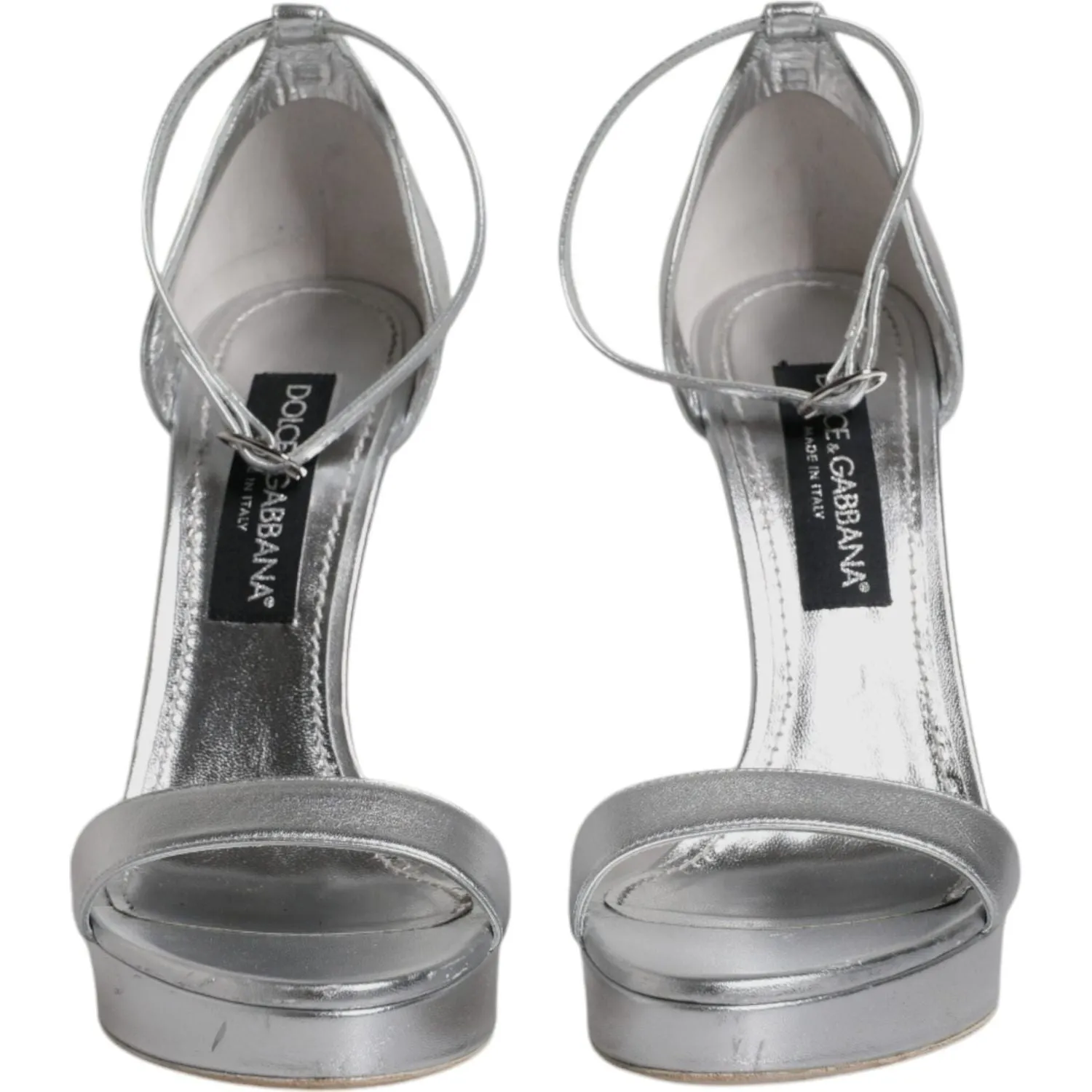 Dolce & Gabbana Silver Leather Platform Keira Sandals Shoes Jo Sandals