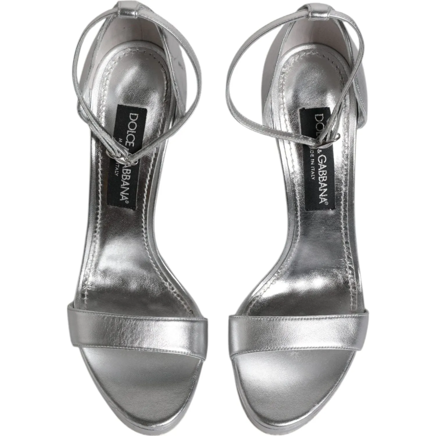 Platform Slide Sandals Dolce & Gabbana Silver Leather Platform Keira Sandals Shoes