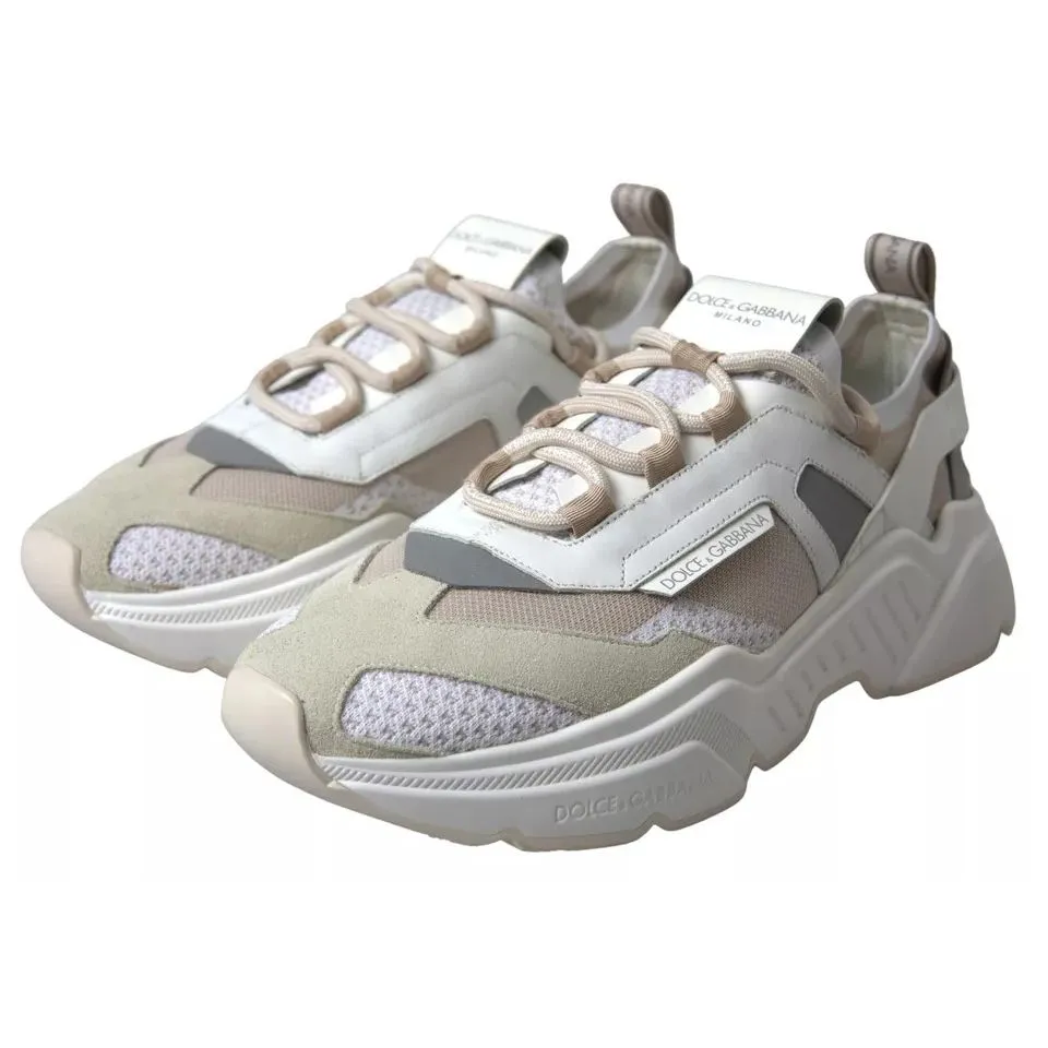 Tracer Casual Shoes Dolce & Gabbana White Beige Leather Sport DAYMASTER Shoes Sneakers