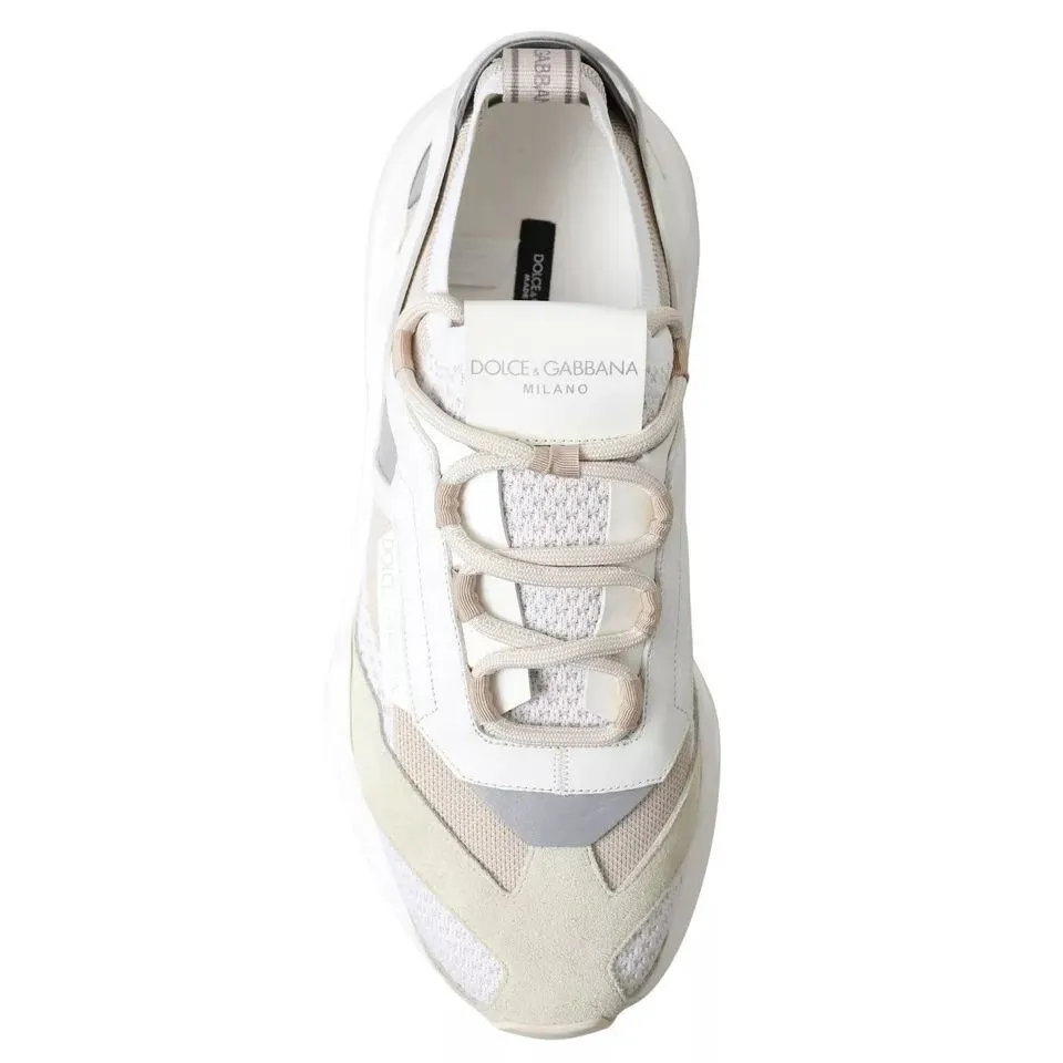 Dolce & Gabbana White Beige Leather Sport DAYMASTER Shoes Sneakers Casual Attire Shoes