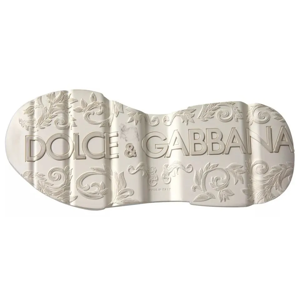 Dolce & Gabbana White Beige Leather Sport DAYMASTER Shoes Sneakers Casual Summer Slip On Shoes