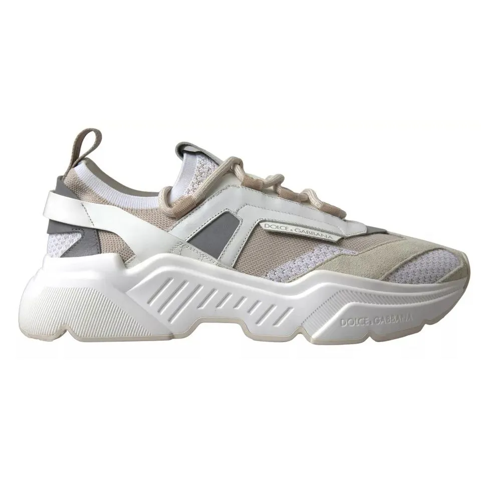Dolce & Gabbana White Beige Leather Sport DAYMASTER Shoes Sneakers C1ty Casual Shoes Cement Grey/sky Grey/viotech/summit White