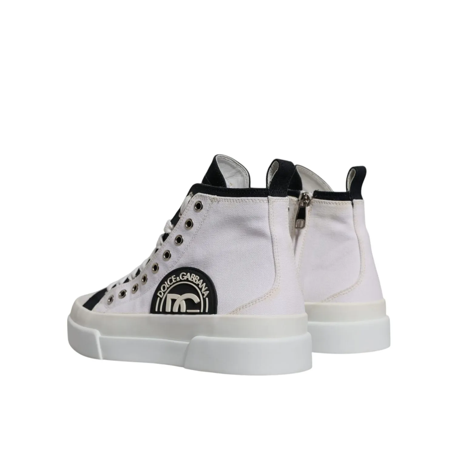 Officine Creative Sneakers Dolce & Gabbana White Black Cotton High Top Sneakers Shoes
