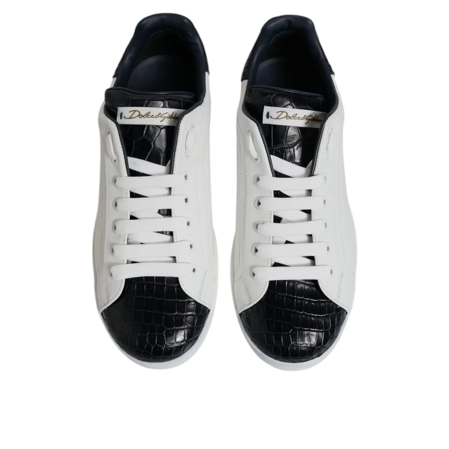 Dolce & Gabbana White Black Leather Portofino Sneaker Shoes Hades Sneakers