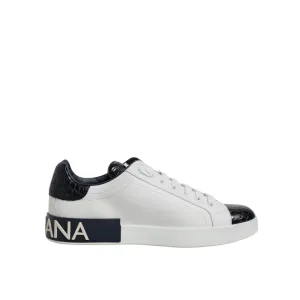Shirts Match Sneakers Dolce & Gabbana White Black Leather Portofino Sneaker Shoes
