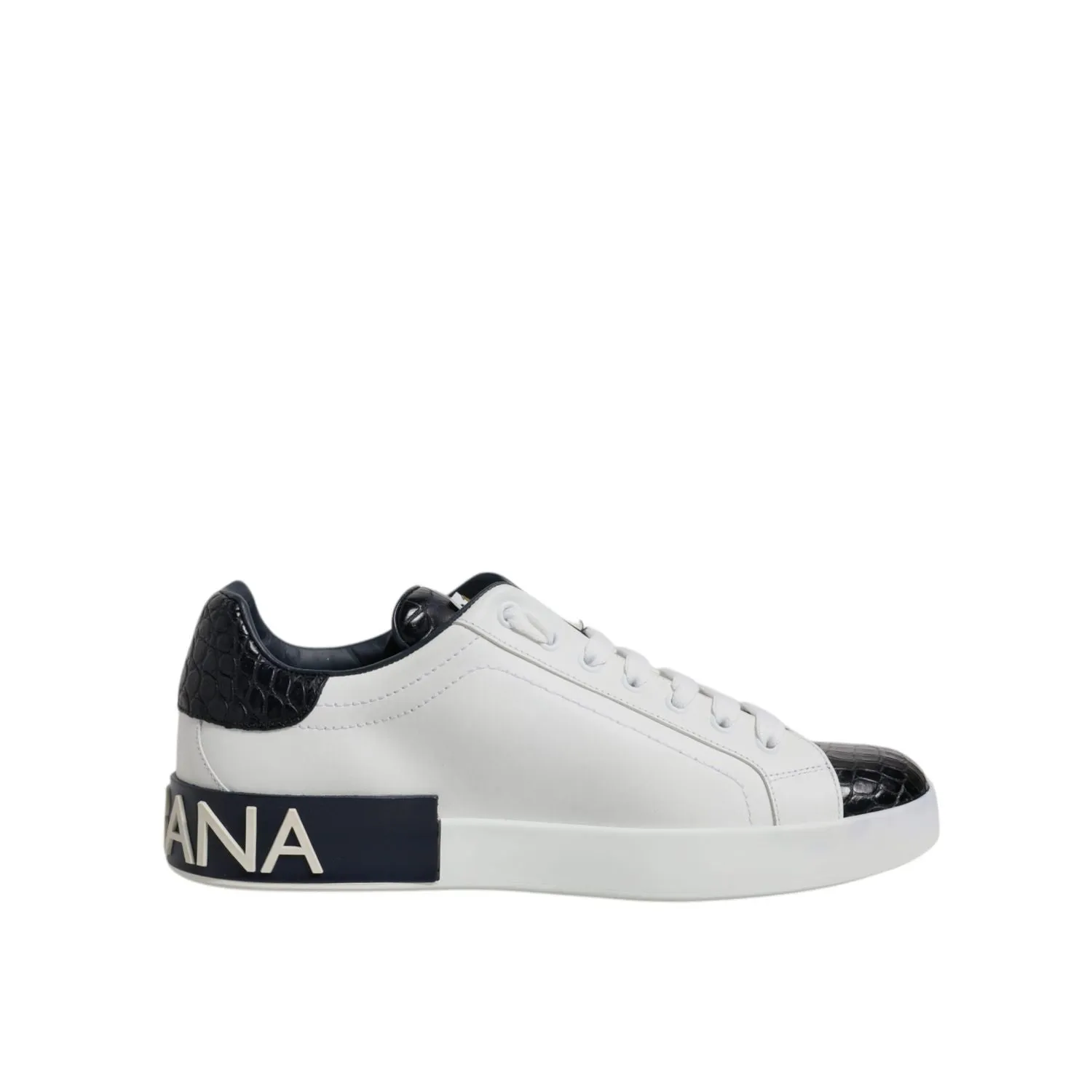 Geox Sneakers Dolce & Gabbana White Black Leather Portofino Sneaker Shoes