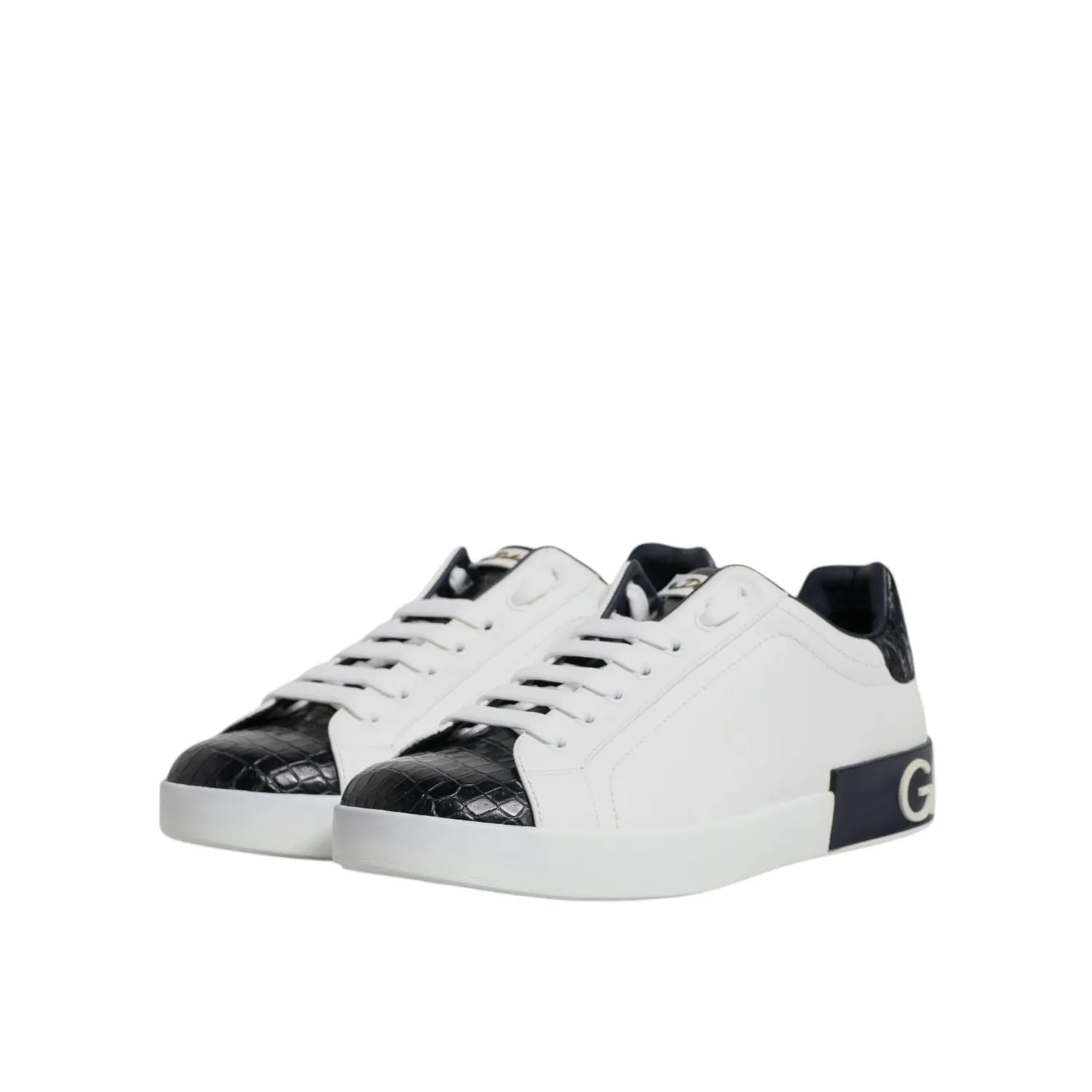 Air Jordan 4 Retro Sneakers Dolce & Gabbana White Black Leather Portofino Sneaker Shoes