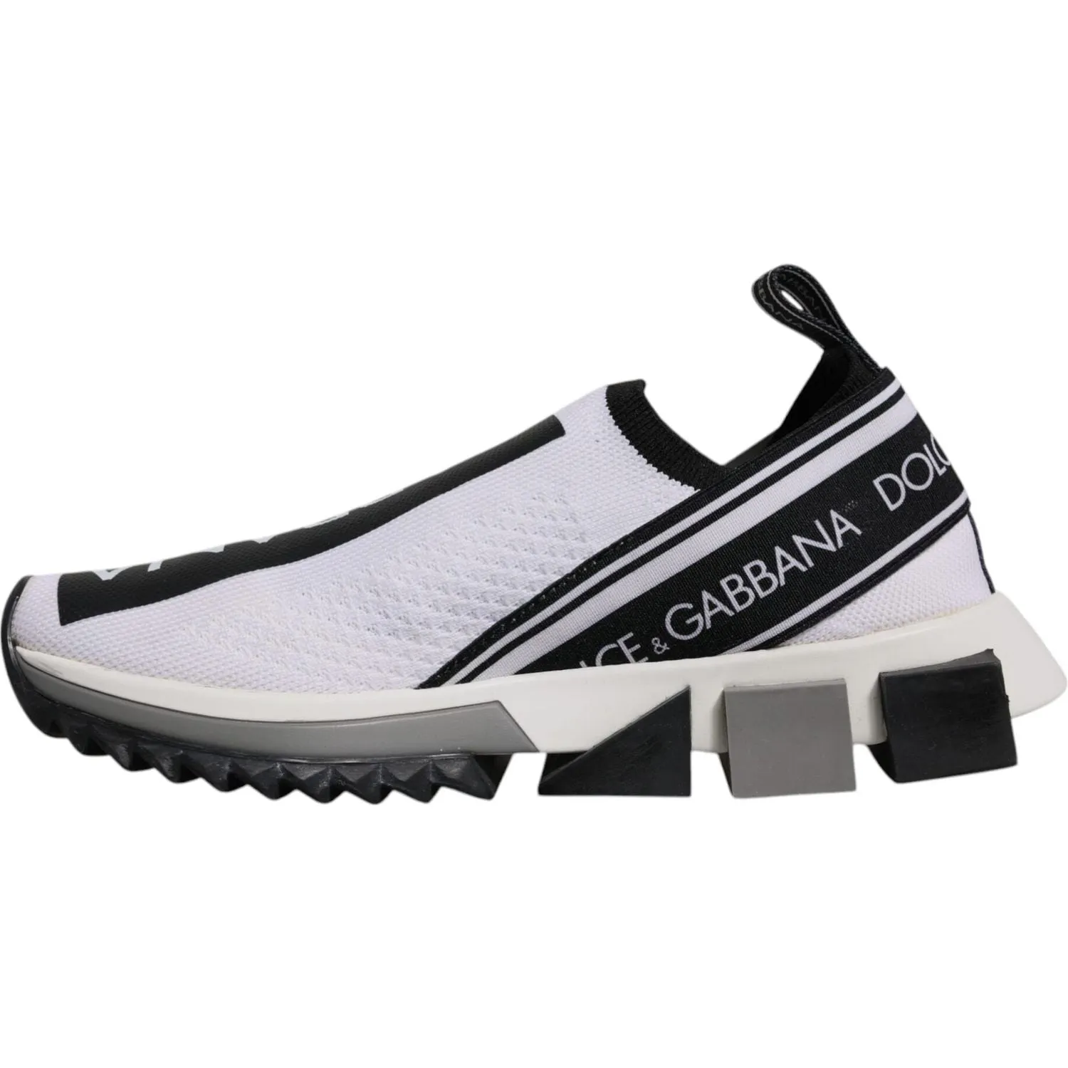 Dolce & Gabbana White Black Slip On Sorrento Sneakers Shoes Ballerina Sneakers