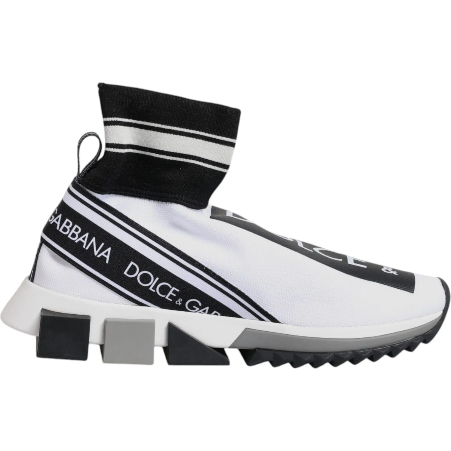 Dolce & Gabbana White Black Sorrento Socks Sneakers Shoes Sneakers Elastic Laces
