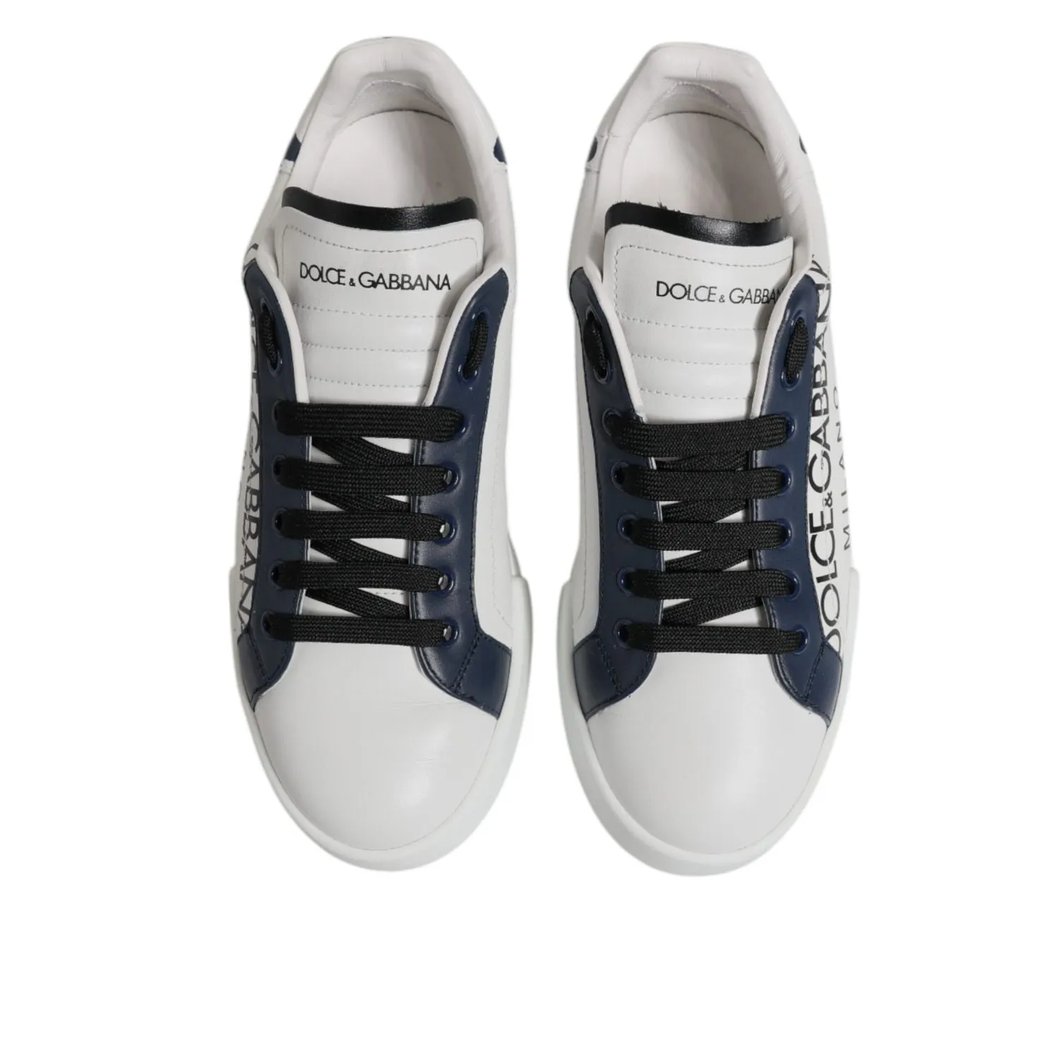 Dolce & Gabbana White Blue Crown Low Top Men Sneakers Shoes Weightlifting Sneakers