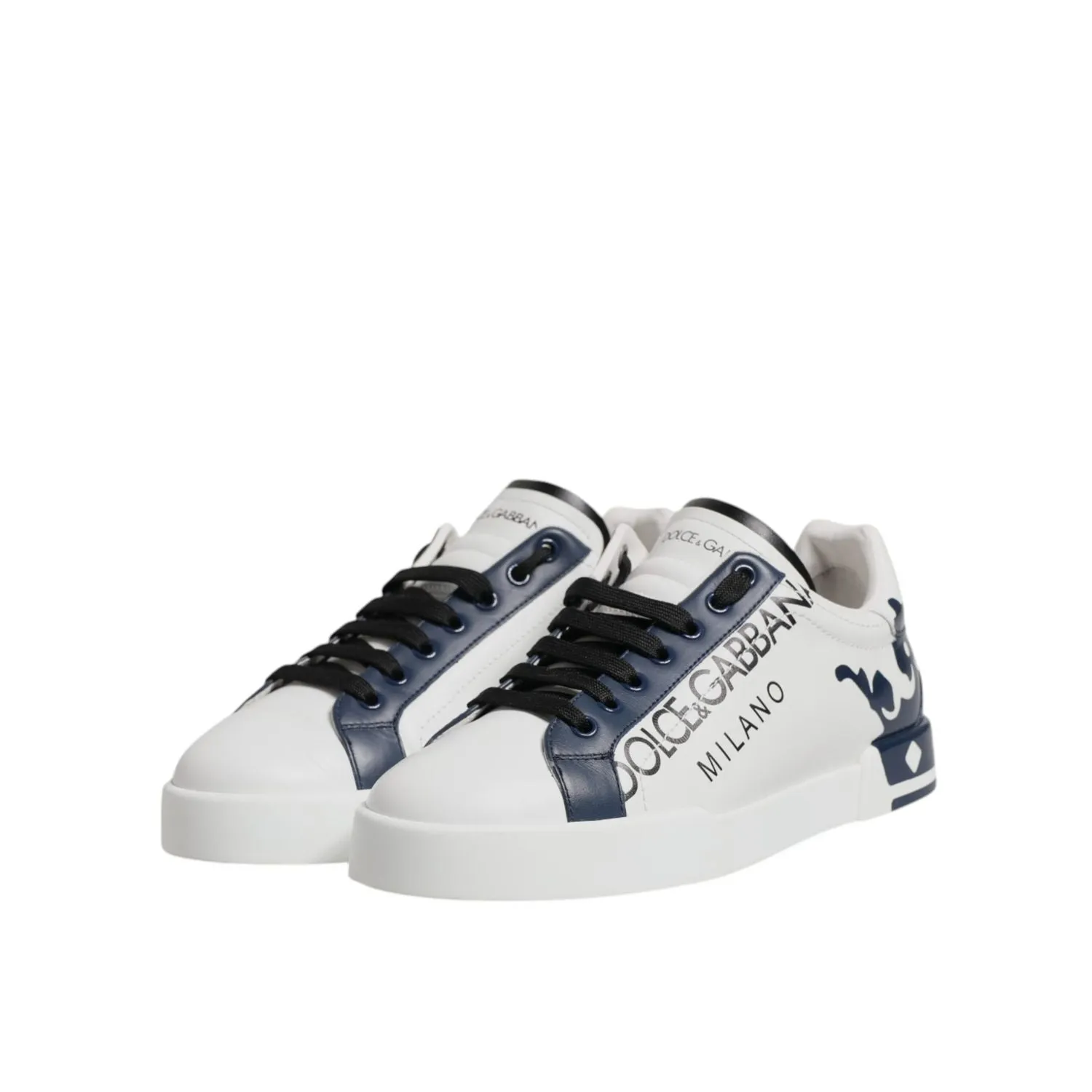 Bad Sneakers Dolce & Gabbana White Blue Crown Low Top Men Sneakers Shoes