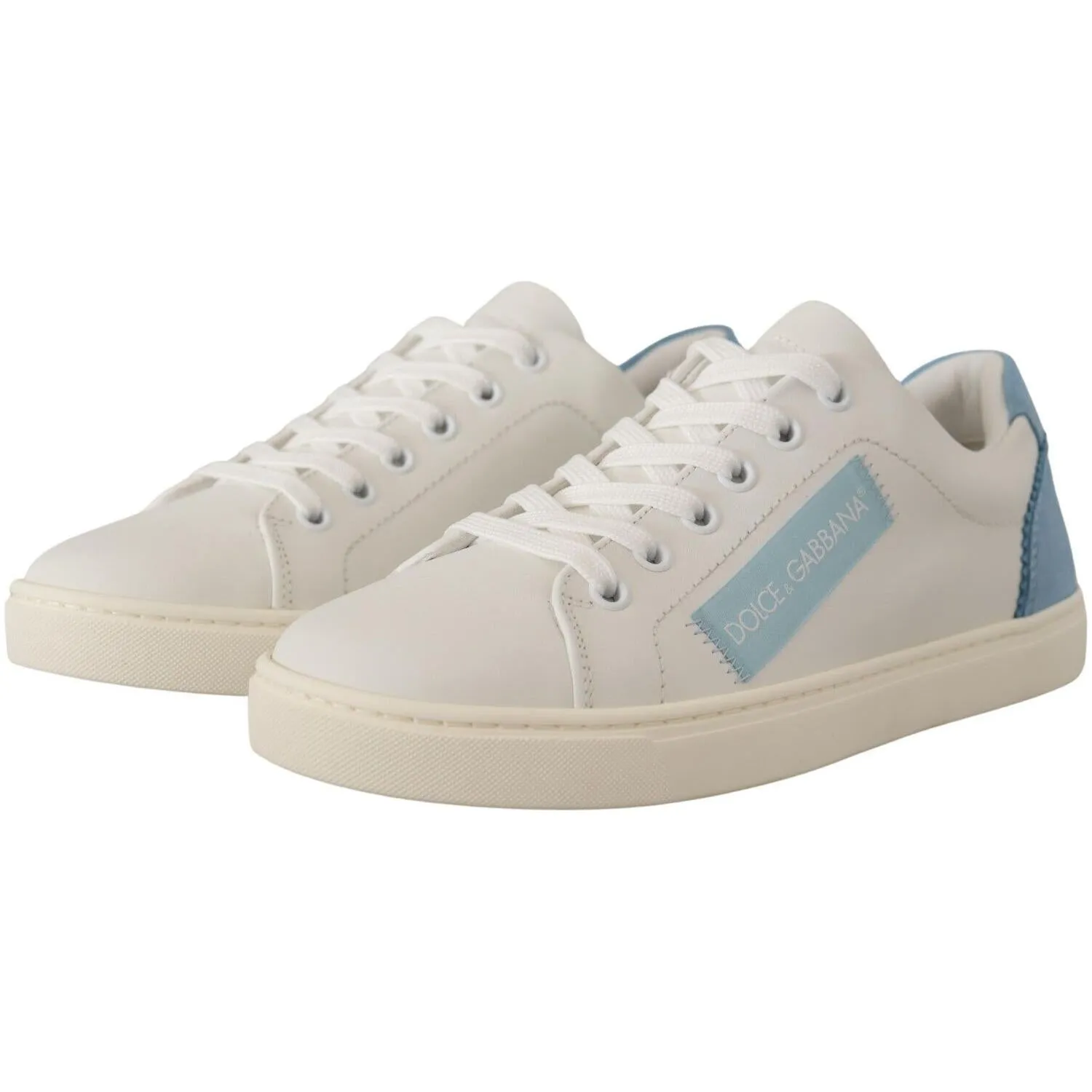 Sneakers Vans Platform Dolce & Gabbana White Blue Leather Low Top Sneakers Shoes