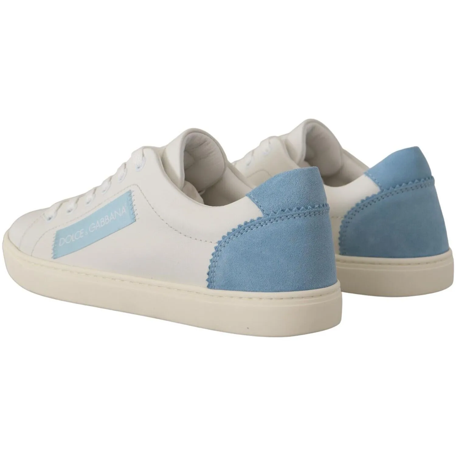 Dolce & Gabbana White Blue Leather Low Top Sneakers Shoes Wedding Bride Sneakers