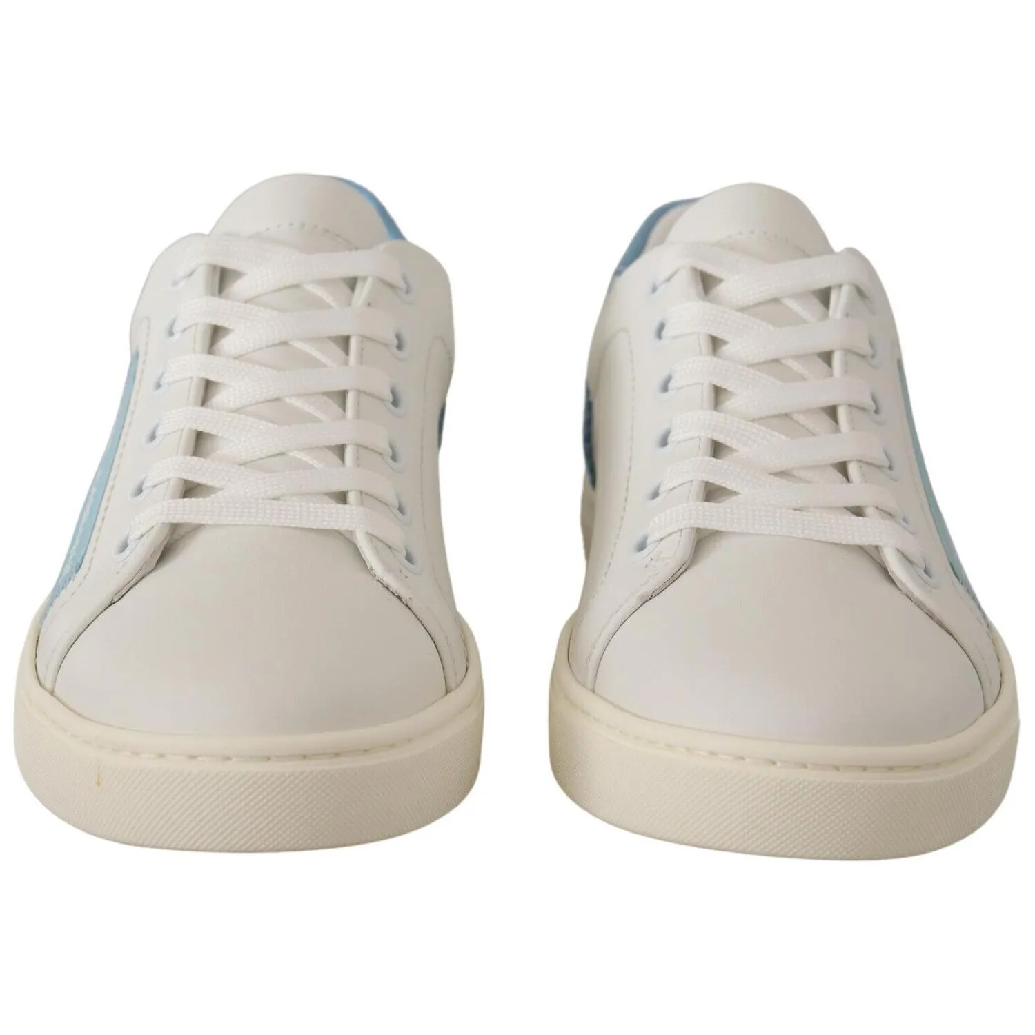 Aldo Sneakers Dolce & Gabbana White Blue Leather Low Top Sneakers Shoes