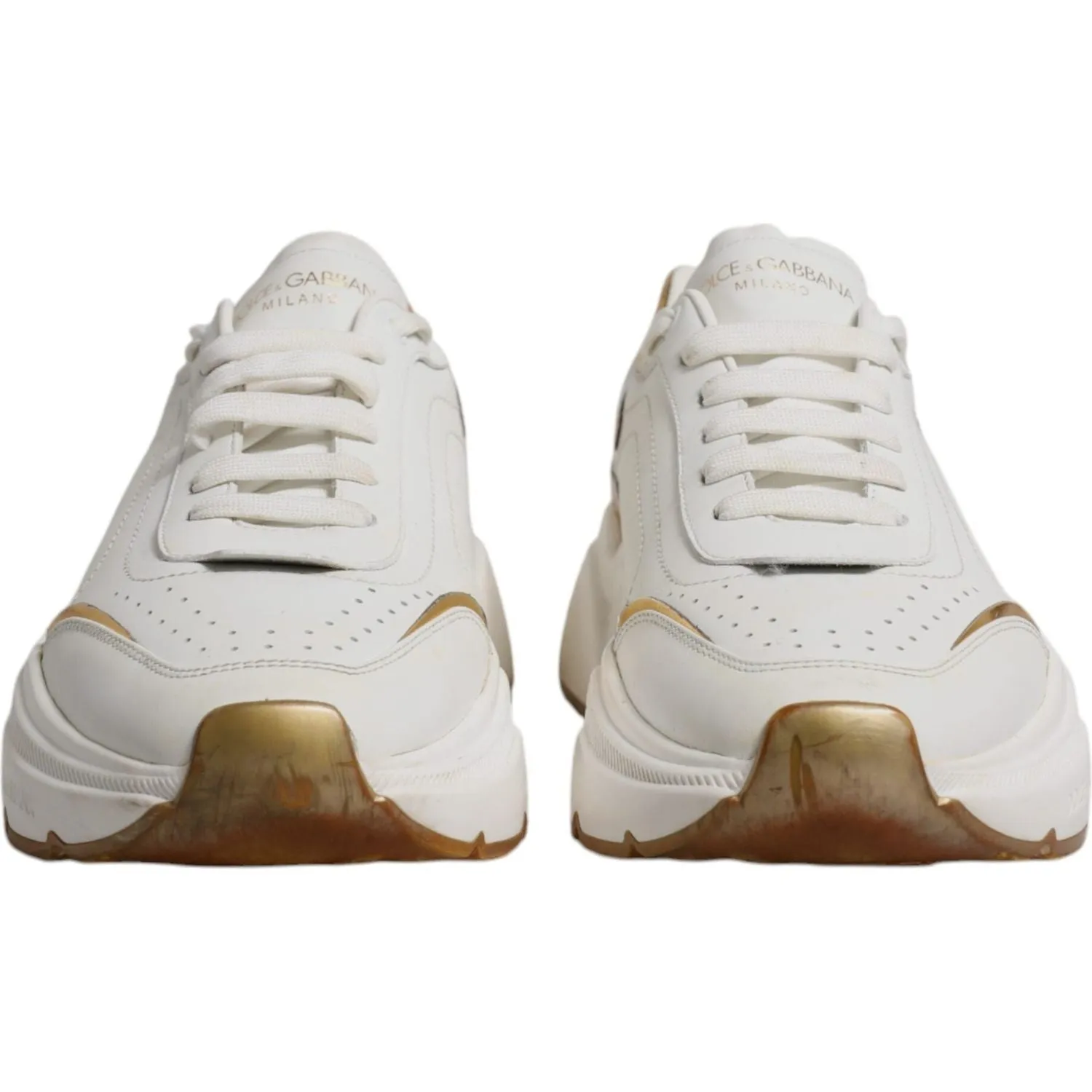 Slip On Sneakers White Dolce & Gabbana White Gold DAYMASTER Leather Sneakers Shoes