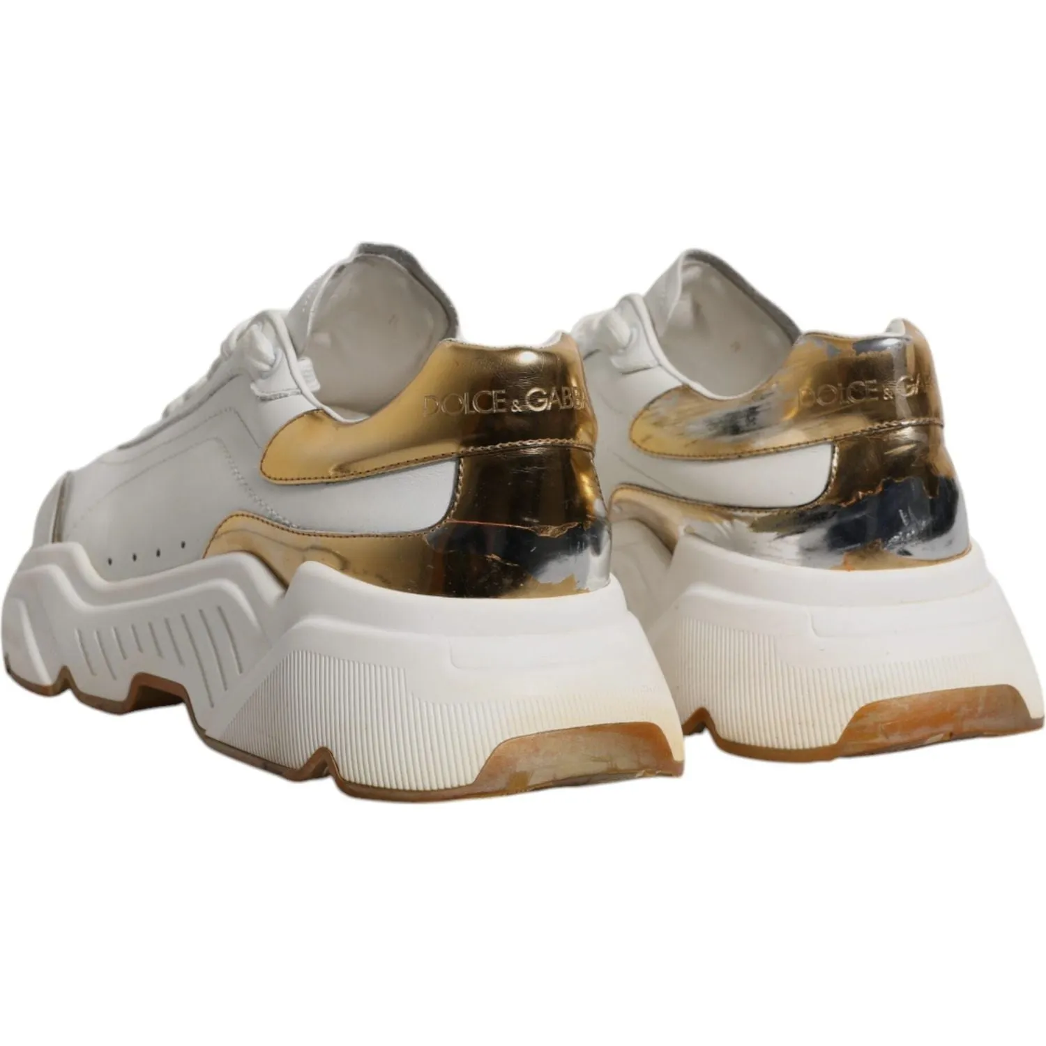 Nursing Sneakers Dolce & Gabbana White Gold DAYMASTER Leather Sneakers Shoes