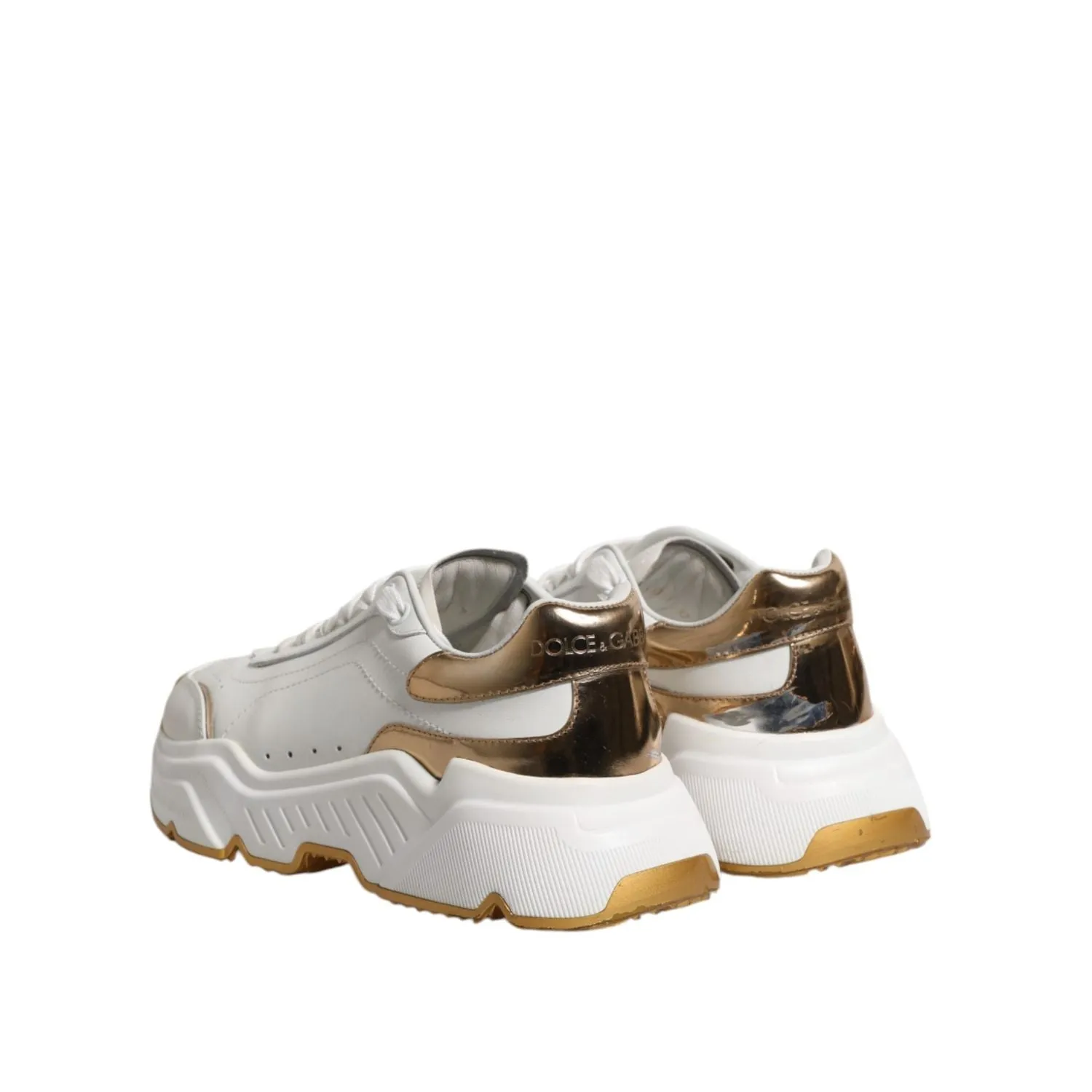 Platform Shoes Sneakers Dolce & Gabbana White Gold Daymaster Low Top Sneakers Shoes